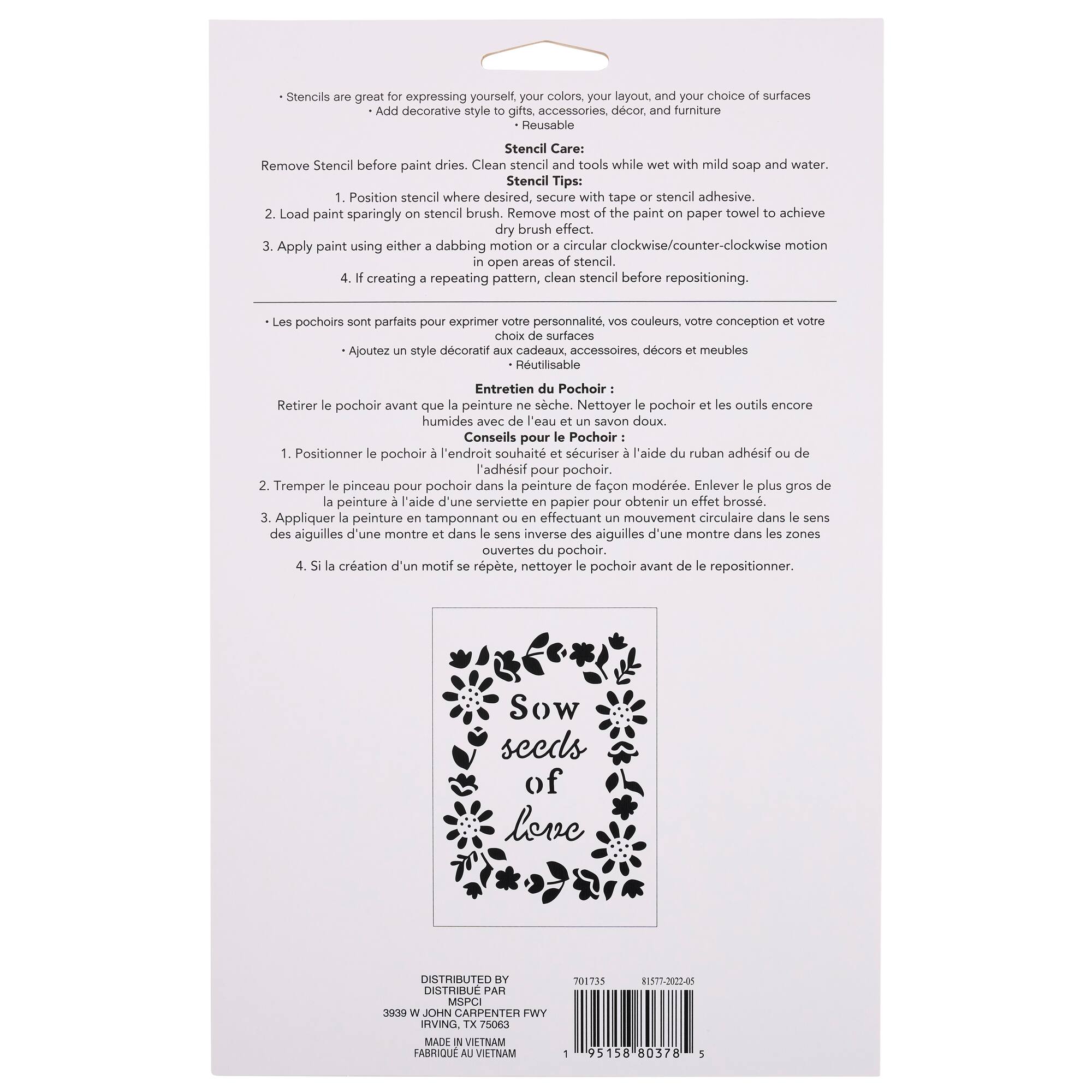 Sow Seeds of Love Stencil, 7" x 10" by Craft Smart®